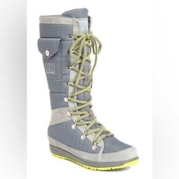 Helly Hansen Shoes - Helly Hansen Mid Grey Wasabi green lace up tall parka winter boots size 10